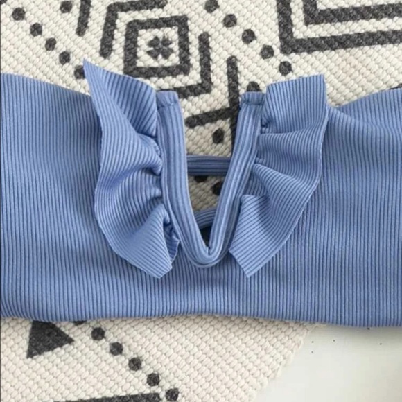 🎉🦋Skylar PERIWINKLE Ruffle Ribbed Bandeau Bikini Set 🦋 - Picture 3 of 4